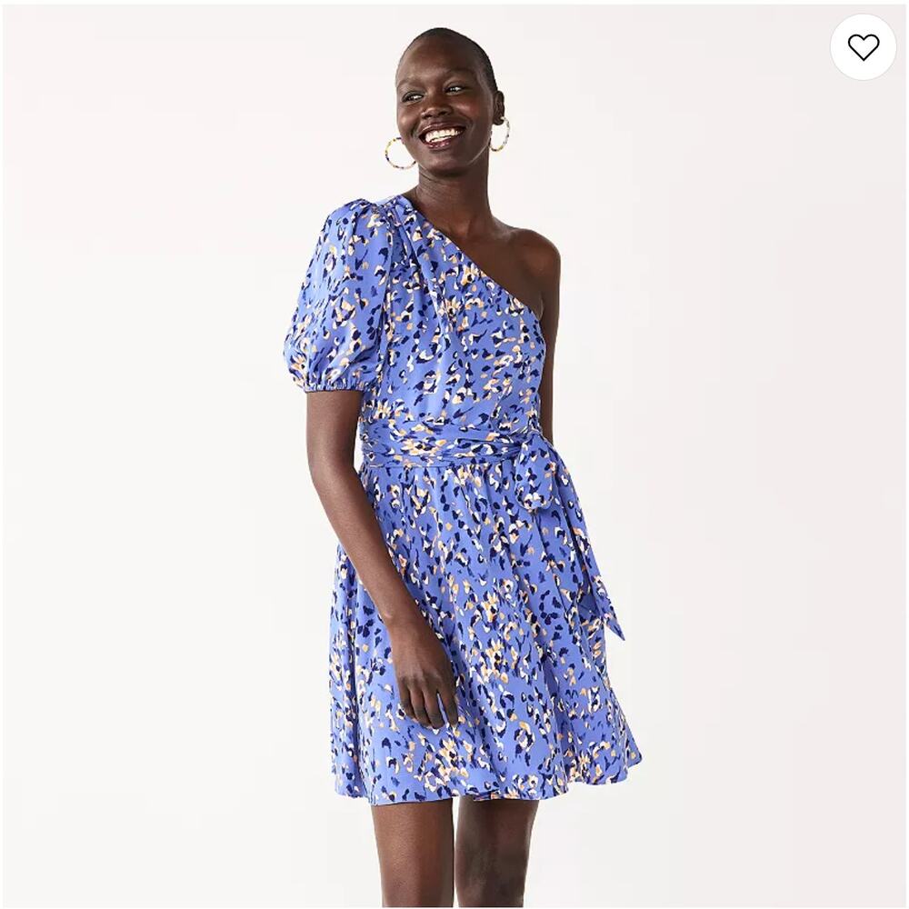 Women's Nine West One-Shoulder Fit-and-Flare Dress | Size M